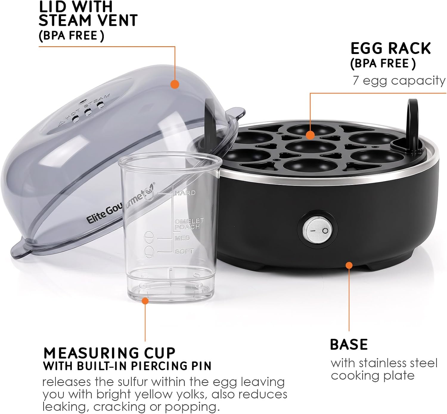 Elite Gourmet™ 7-Egg Automatic Egg Cooker